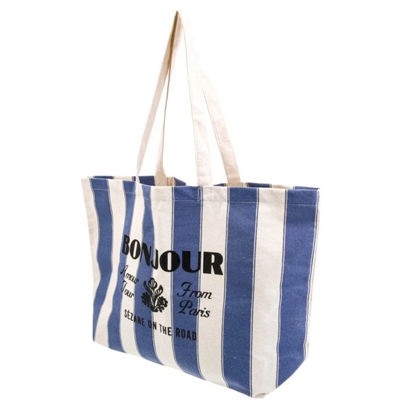 SÉZANE • Blue Striped BonJour Shopper Tote Bag - Picture 3 of 7